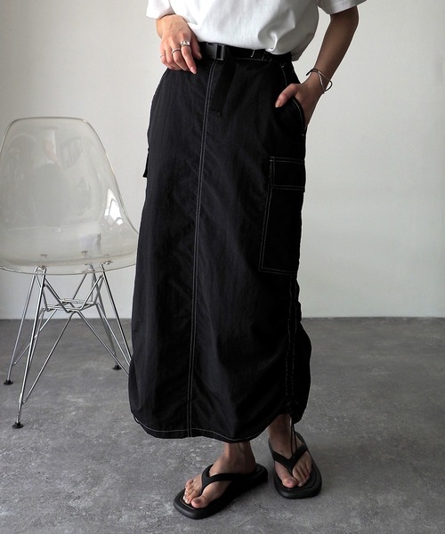 Riberry（リベリー）の「ナイロンカーゴスカート（スカート・レディース・カーキ/ブラック・MEDIUM）」の21枚目の写真