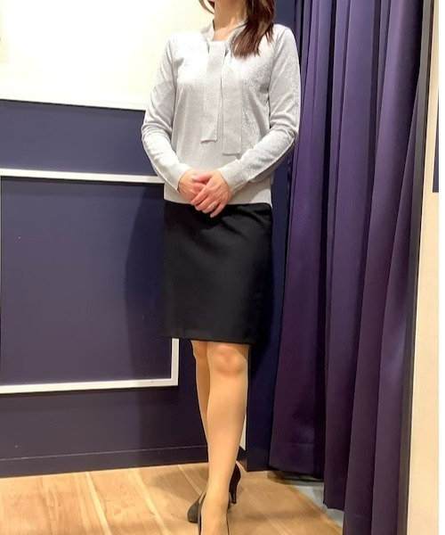 TOKYO SHIRTS（トウキョウシャツ）の「ラメボウタイ ニットプルオーバー（ニット/セーター・レディース・シルバーグレー/ライトカーキ・M/L）」の7枚目の写真