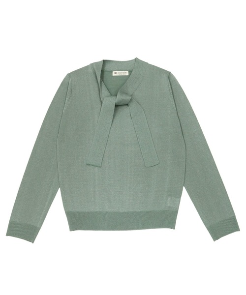 TOKYO SHIRTS（トウキョウシャツ）の「ラメボウタイ ニットプルオーバー（ニット/セーター・レディース・シルバーグレー/ライトカーキ・M/L）」の9枚目の写真