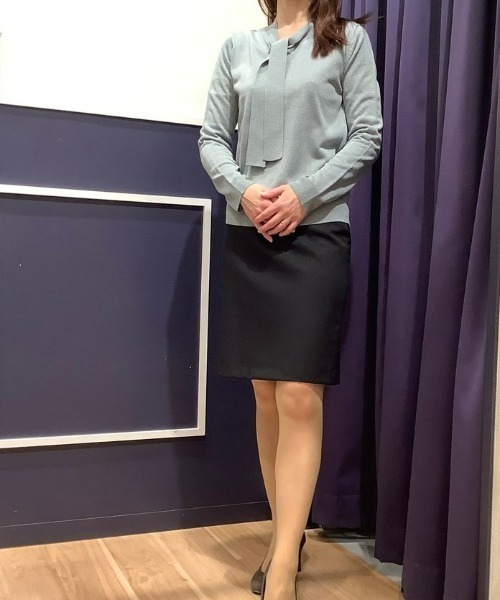 TOKYO SHIRTS（トウキョウシャツ）の「ラメボウタイ ニットプルオーバー（ニット/セーター・レディース・シルバーグレー/ライトカーキ・M/L）」の8枚目の写真