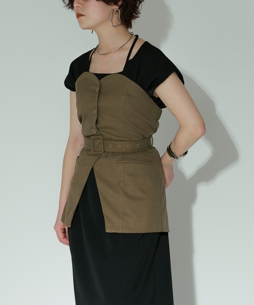 Ezick(エジック)の「Corset like silhouette ビスチェ(ベスト・レディース・カーキオリーブ/ブラック系その他/グレー系その他/ブラック・FREE)」の14枚目の写真