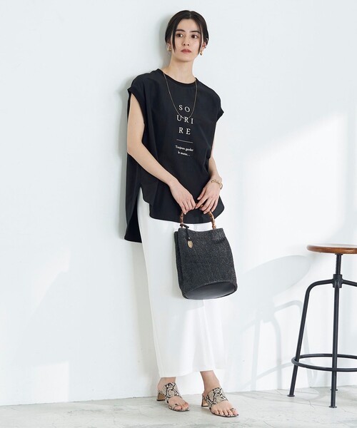 NOLLEY’S(ノーリーズ)の「◇【WEB限定】カットジョーゼットタイトスカート(スカート・レディース・ホワイト/ブラック・38/36)」の3枚目の写真