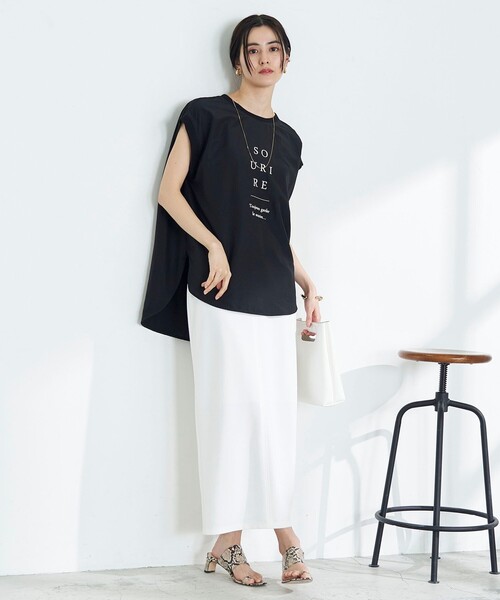 NOLLEY’S(ノーリーズ)の「◇【WEB限定】カットジョーゼットタイトスカート(スカート・レディース・ホワイト/ブラック・38/36)」の6枚目の写真