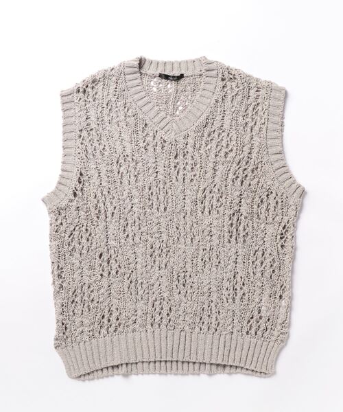 VIBGYOR（ヴィブジョー）の「レース編みV/Nベスト(BL)（ベスト・メンズ・グレー/ダークオレンジ/ブラック・MEDIUM/LARGE）」の2枚目の写真