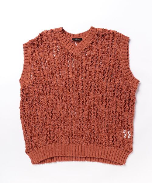 VIBGYOR（ヴィブジョー）の「レース編みV/Nベスト(BL)（ベスト・メンズ・グレー/ダークオレンジ/ブラック・MEDIUM/LARGE）」の3枚目の写真