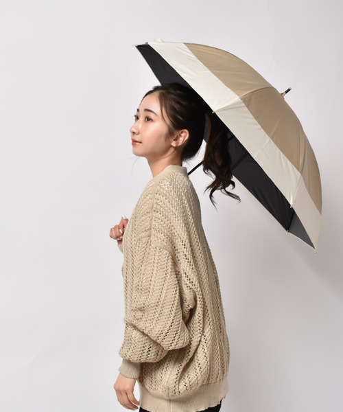Waterfront(ウォーターフロント)の「スレンダーハンドル UVブロック ツートン(長傘・レディース・ピンク/モカ/サンドベージュ/ローズ/ホワイト×ネイビー/ネイビー×ホワイト・FREE)」の3枚目の写真
