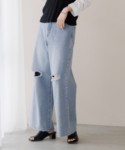 LEPSIM(レプシィム)の「ダメージワイドデニムパンツ 193799(デニムパンツ・レディース・ブルー/ライトブルー・MEDIUM/LARGE)」の14枚目の写真