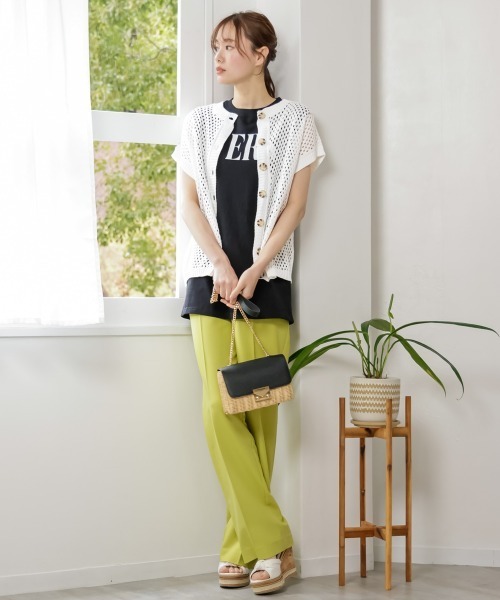 SMILE LAND(スマイルランド)の「大きいサイズ ロング丈ロゴプリントタンクトップ(タンクトップ・レディース・オフホワイト/ブラック・L/LL/3L/4L/5L)」の7枚目の写真