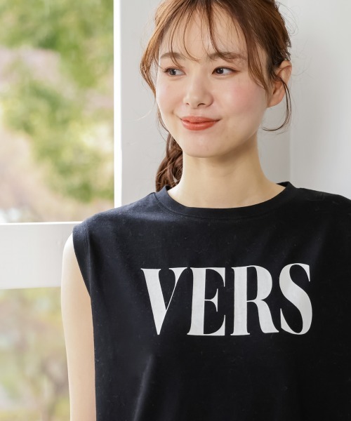 SMILE LAND(スマイルランド)の「大きいサイズ ロング丈ロゴプリントタンクトップ(タンクトップ・レディース・オフホワイト/ブラック・L/LL/3L/4L/5L)」の6枚目の写真