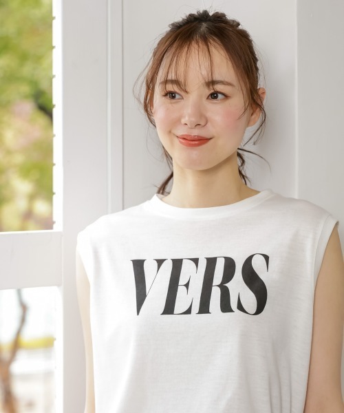 SMILE LAND(スマイルランド)の「大きいサイズ ロング丈ロゴプリントタンクトップ(タンクトップ・レディース・オフホワイト/ブラック・L/LL/3L/4L/5L)」の9枚目の写真