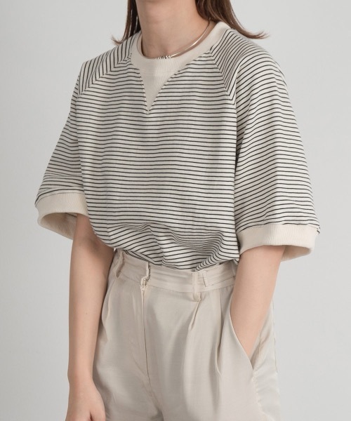 Amiur(エミレ)の「stripe cut t(Tシャツ/カットソー・レディース・ブラック/バーガンディー・FREE)」の2枚目の写真