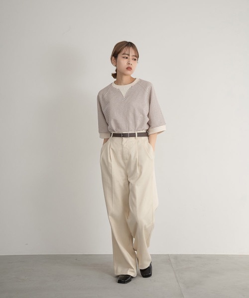 Amiur(エミレ)の「stripe cut t(Tシャツ/カットソー・レディース・ブラック/バーガンディー・FREE)」の3枚目の写真