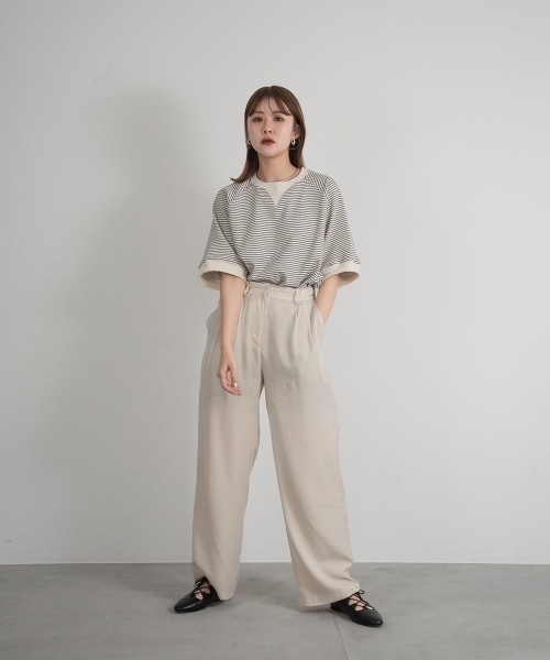 Amiur(エミレ)の「stripe cut t(Tシャツ/カットソー・レディース・ブラック/バーガンディー・FREE)」の7枚目の写真