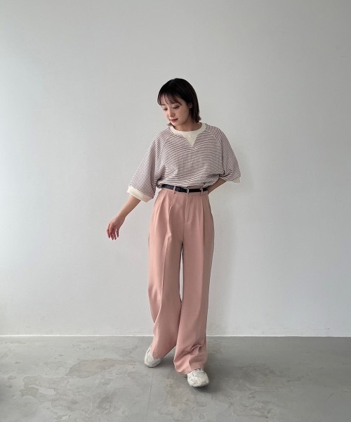Amiur(エミレ)の「stripe cut t(Tシャツ/カットソー・レディース・ブラック/バーガンディー・FREE)」の14枚目の写真