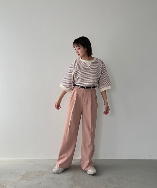 Amiur(エミレ)の「stripe cut t(Tシャツ/カットソー・レディース・ブラック/バーガンディー・FREE)」の13枚目の写真
