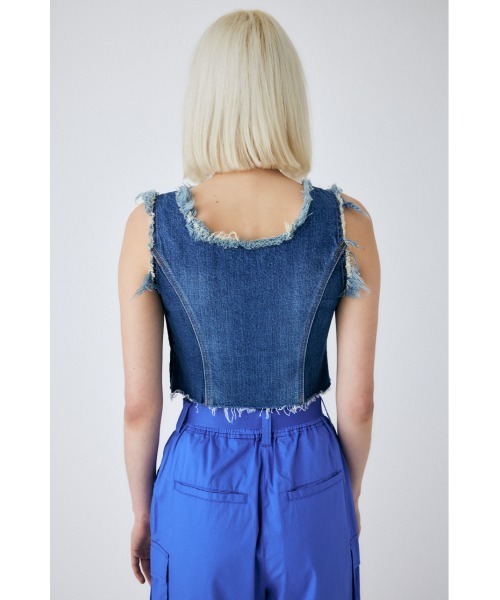MOUSSY(マウジー)の「PANEL DENIM SLEEVELESS トップス(タンクトップ・レディース・ブルー・1/2)」の6枚目の写真
