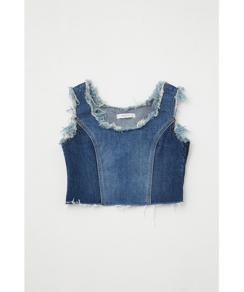 MOUSSY(マウジー)の「PANEL DENIM SLEEVELESS トップス(タンクトップ・レディース・ブルー・1/2)」の10枚目の写真