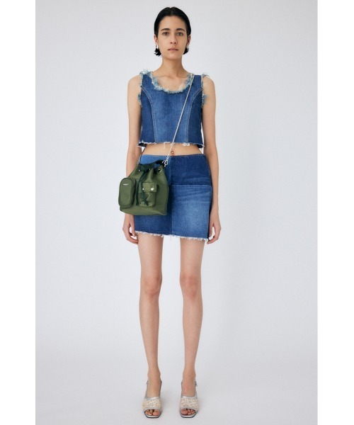 MOUSSY(マウジー)の「PANEL DENIM SLEEVELESS トップス(タンクトップ・レディース・ブルー・1/2)」の2枚目の写真