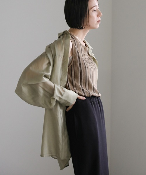 select MOCA（セレクトモカ）の「ストライプノースリーブニットトップス（ニット/セーター・レディース・グレイッシュベージュ/ブラック・FREE）」の14枚目の写真