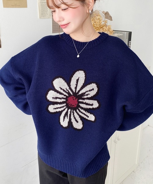 セール】【累計販売枚数2万枚突破！】5Gフラワージャガードニットプル