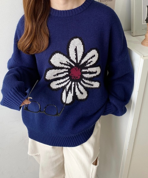 moment+（モーメントプラス）の「【累計販売枚数2万枚突破！】5Gフラワージャガードニットプルオーバー（ニット/セーター・レディース・アイボリー/ブラック/ボルドー/ネイビー・M/L）」の19枚目の写真