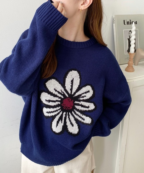 moment+（モーメントプラス）の「【累計販売枚数2万枚突破！】5Gフラワージャガードニットプルオーバー（ニット/セーター・レディース・アイボリー/ブラック/ボルドー/ネイビー・M/L）」の20枚目の写真