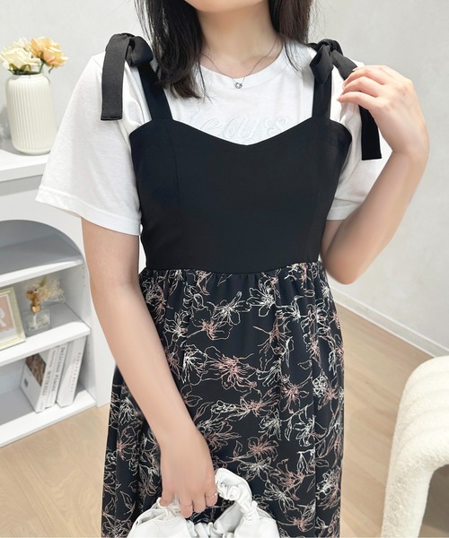 花柄　キャミワンピ　リボン付き　未使用タグ付き 楽天市場】大きいサイズ レディース ワンピース | 背中が伸び