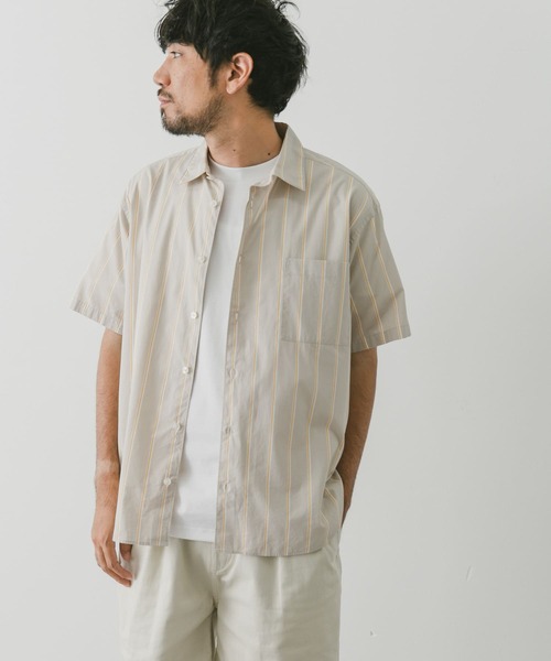 URBAN RESEARCH DOORS（アーバンリサーチドアーズ）の「ストライプレギュラーカラーショートスリーブシャツ（シャツ/ブラウス・メンズ・ベージュ系その他/ブルー系その他/グレー系その他・MEDIUM/LARGE）」の6枚目の写真