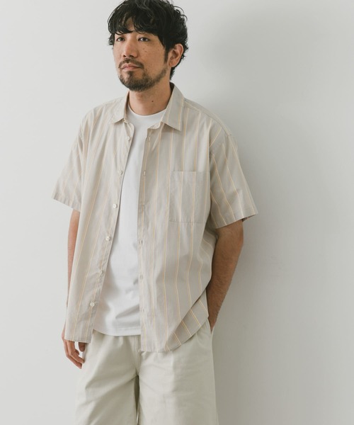URBAN RESEARCH DOORS（アーバンリサーチドアーズ）の「ストライプレギュラーカラーショートスリーブシャツ（シャツ/ブラウス・メンズ・ベージュ系その他/ブルー系その他/グレー系その他・MEDIUM/LARGE）」の15枚目の写真