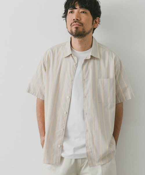 URBAN RESEARCH DOORS（アーバンリサーチドアーズ）の「ストライプレギュラーカラーショートスリーブシャツ（シャツ/ブラウス・メンズ・ベージュ系その他/ブルー系その他/グレー系その他・MEDIUM/LARGE）」の10枚目の写真