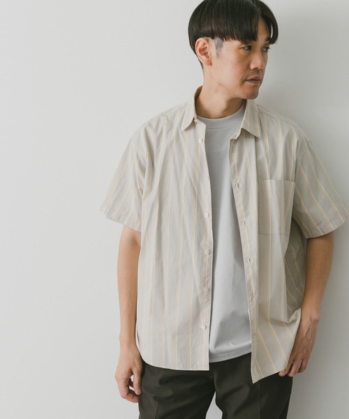 URBAN RESEARCH DOORS（アーバンリサーチドアーズ）の「ストライプレギュラーカラーショートスリーブシャツ（シャツ/ブラウス・メンズ・ベージュ系その他/ブルー系その他/グレー系その他・MEDIUM/LARGE）」の7枚目の写真