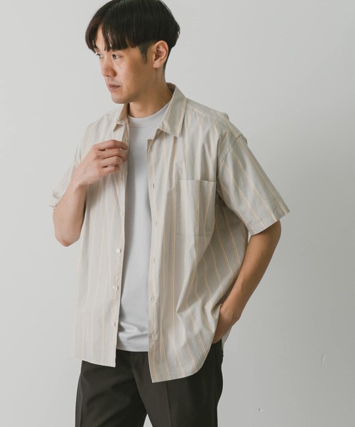 URBAN RESEARCH DOORS（アーバンリサーチドアーズ）の「ストライプレギュラーカラーショートスリーブシャツ（シャツ/ブラウス・メンズ・ベージュ系その他/ブルー系その他/グレー系その他・MEDIUM/LARGE）」の16枚目の写真