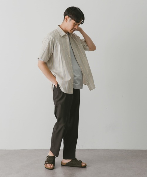 URBAN RESEARCH DOORS（アーバンリサーチドアーズ）の「ストライプレギュラーカラーショートスリーブシャツ（シャツ/ブラウス・メンズ・ベージュ系その他/ブルー系その他/グレー系その他・MEDIUM/LARGE）」の5枚目の写真