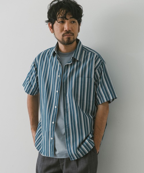 URBAN RESEARCH DOORS（アーバンリサーチドアーズ）の「ストライプレギュラーカラーショートスリーブシャツ（シャツ/ブラウス・メンズ・ベージュ系その他/ブルー系その他/グレー系その他・MEDIUM/LARGE）」の17枚目の写真