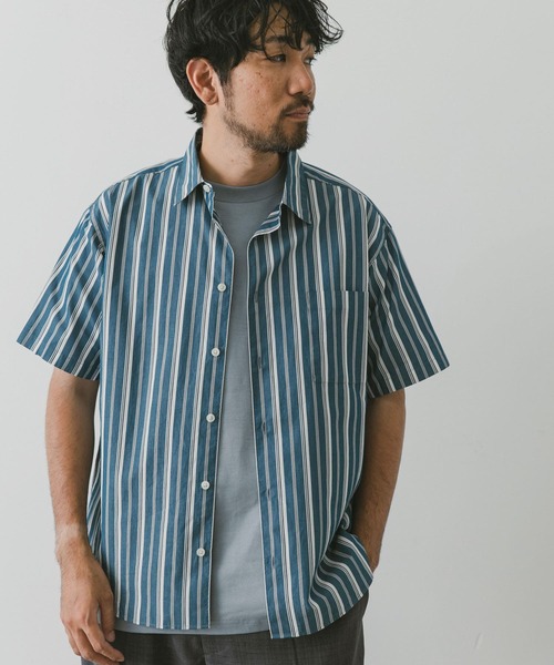 URBAN RESEARCH DOORS（アーバンリサーチドアーズ）の「ストライプレギュラーカラーショートスリーブシャツ（シャツ/ブラウス・メンズ・ベージュ系その他/ブルー系その他/グレー系その他・MEDIUM/LARGE）」の18枚目の写真