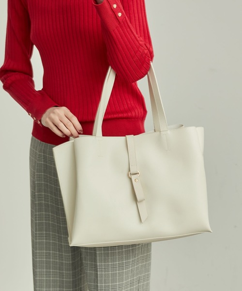 ROPE' PICNIC(ロペピクニック)の「A4対応/フラットリボンベルト2層トートバッグ(トートバッグ・レディース・ブラック/ベージュ/キナリ・FREE)」の2枚目の写真