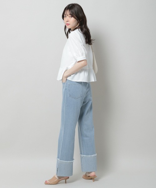 3.3 Field Trip （3.3フィールドトリップ）の「「3.3 Field Trip／ワイドデニムパンツ」 裾ロールアップ / 折り返し / ストレート / ハイウェスト / 背中ゴムあり2964179（デニムパンツ・レディース・ブラック/サックスブルー/ブルー・SMALL/MEDIUM）」の20枚目の写真