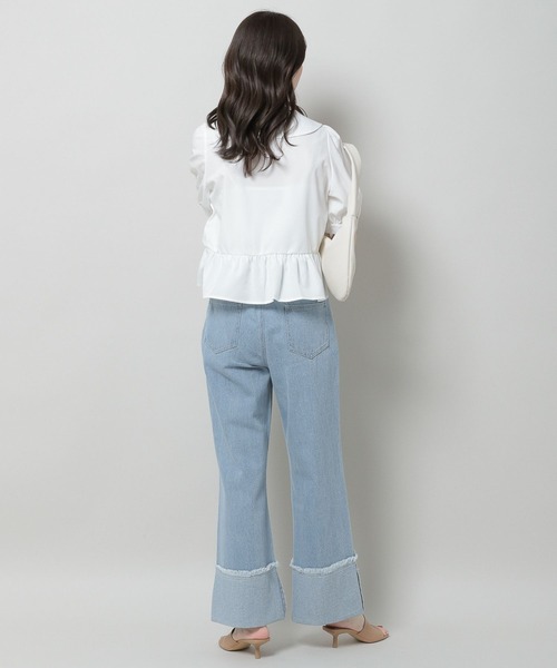 3.3 Field Trip （3.3フィールドトリップ）の「「3.3 Field Trip／ワイドデニムパンツ」 裾ロールアップ / 折り返し / ストレート / ハイウェスト / 背中ゴムあり2964179（デニムパンツ・レディース・ブラック/サックスブルー/ブルー・SMALL/MEDIUM）」の12枚目の写真