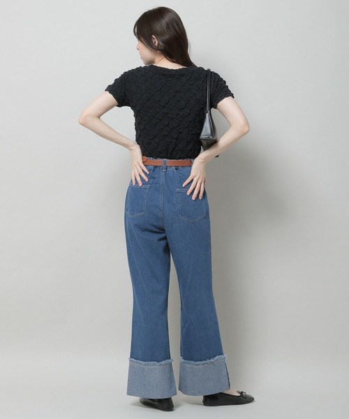 3.3 Field Trip （3.3フィールドトリップ）の「「3.3 Field Trip／ワイドデニムパンツ」 裾ロールアップ / 折り返し / ストレート / ハイウェスト / 背中ゴムあり2964179（デニムパンツ・レディース・ブラック/サックスブルー/ブルー・SMALL/MEDIUM）」の21枚目の写真