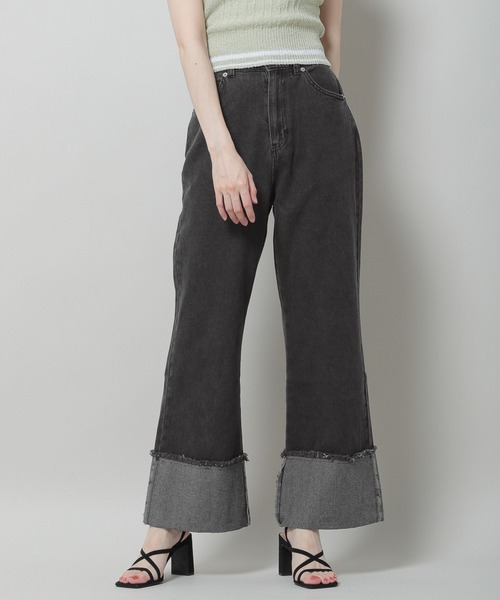 3.3 Field Trip （3.3フィールドトリップ）の「「3.3 Field Trip／ワイドデニムパンツ」 裾ロールアップ / 折り返し / ストレート / ハイウェスト / 背中ゴムあり2964179（デニムパンツ・レディース・ブラック/サックスブルー/ブルー・SMALL/MEDIUM）」の18枚目の写真