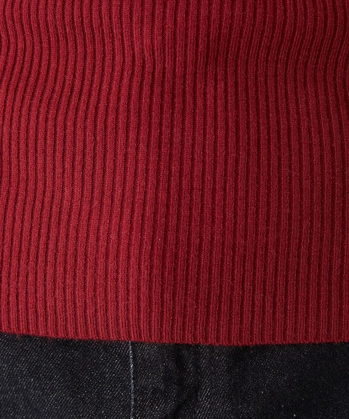 BONLECILL（ボンルシール）の「フリルカラー パールボタンスリーブリブニットプルオーバー（ニット/セーター・レディース・レッド/アイボリー/ネイビー/ブラック/ホワイト×ブラック・FREE）」の7枚目の写真