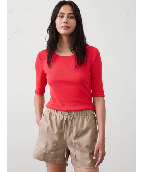 BANANA REPUBLIC FACTORY STORE(バナナリパブリック ファクトリーストア)の「BANANA REPUBLIC FACTORY STORE リブエルボースリーブTシャツ(Tシャツ/カットソー・レディース・ホワイト/ブラック/ブラウン/カーキ/ワイン/キャメル/グレー/ライラック/ネイビー/その他1/その他/ボルドー/ブルー/グリーン/コーラル/ブルー系その他/ブルー系その他2/ラベンダー/ホワイト×ネイビー/レッド/ブルー系その他3/ブラウン系その他・XS/S/M/L)」の17枚目の写真