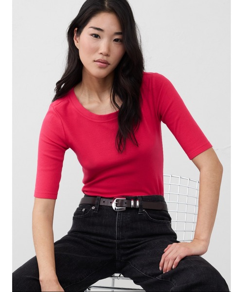 BANANA REPUBLIC FACTORY STORE(バナナリパブリック ファクトリーストア)の「BANANA REPUBLIC FACTORY STORE リブエルボースリーブTシャツ(Tシャツ/カットソー・レディース・ホワイト/ブラック/ブラウン/カーキ/ワイン/キャメル/グレー/ライラック/ネイビー/その他1/その他/ボルドー/ブルー/グリーン/コーラル/ブルー系その他/ブルー系その他2・XS/S/M/L)」の15枚目の写真