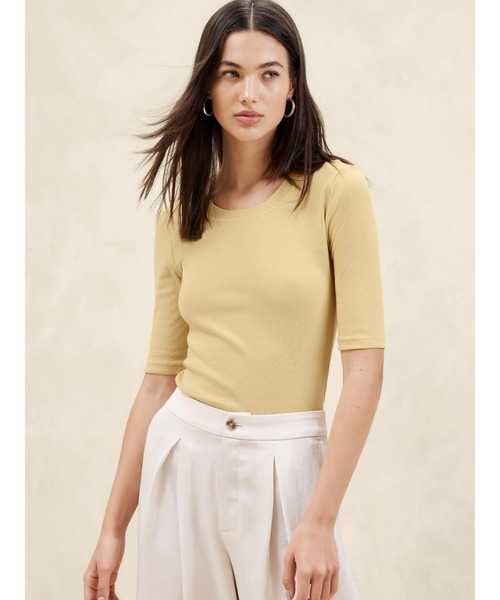 BANANA REPUBLIC FACTORY STORE(バナナリパブリック ファクトリーストア)の「BANANA REPUBLIC FACTORY STORE リブエルボースリーブTシャツ(Tシャツ/カットソー・レディース・ホワイト/ブラック/ブラウン/カーキ/ワイン/キャメル/グレー/ライラック/ネイビー/その他1/その他/ボルドー/ブルー/グリーン/コーラル/ブルー系その他/ブルー系その他2・XS/S/M/L)」の16枚目の写真