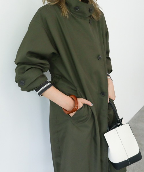 AMERICAN HOLIC（アメリカンホリック）の「撥水加工スタンドカラートレンチコート（その他アウター・レディース・カーキ/ベージュ・M/L）」の7枚目の写真