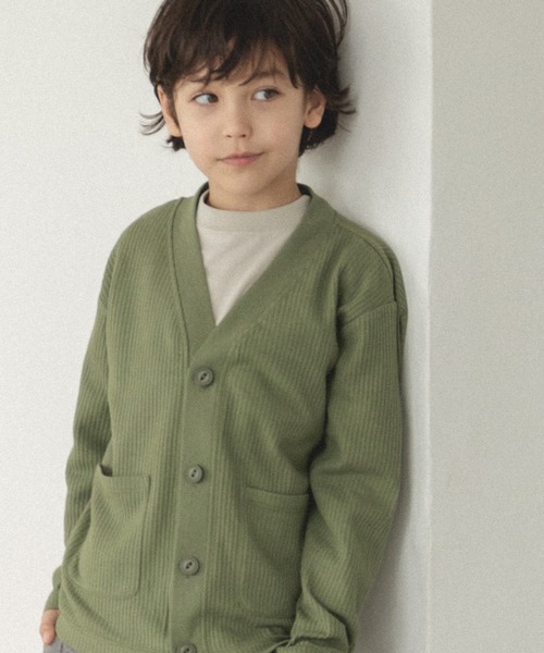pairmanon(ペアマノン)の「ワッフル 長袖 アソート カーディガン(カーディガン/ボレロ・キッズ・モカ/グリーン系その他/グレイッシュベージュ/グレー系その他/ブルー系その他3/ラベンダー/ミント/ダークブルー/ブルー系その他/ホワイト系その他/カーキ/ブラック/グリーン系その他2/その他/ブルー系その他2・140/110/90/100/130/150/120)」の1枚目の写真