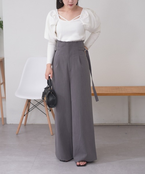 Chico（チコ）の「サイドベルトスラックスパンツ（スラックス・レディース・チャコールグレー/グレイッシュベージュ/グレー・FREE）」の10枚目の写真