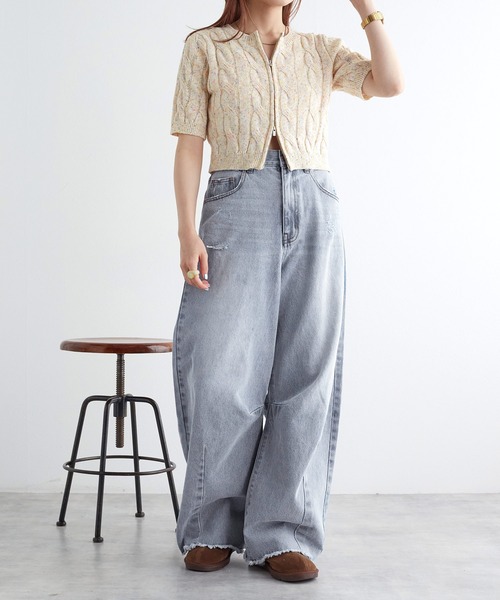 w closet（ダブルクローゼット）の「裾フリンジデニムカーブパンツ