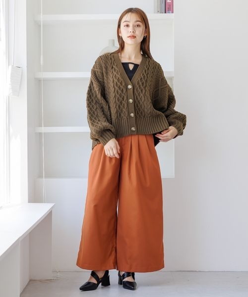 mysty woman（ミスティウーマン）の「ナローベルトワイドタックパンツ 977529（その他パンツ・レディース・ブルー系その他/ダークベージュ/オレンジ・FREE）」の4枚目の写真