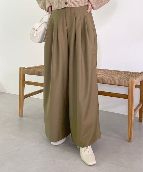 mysty woman（ミスティウーマン）の「ナローベルトワイドタックパンツ 977529（その他パンツ・レディース・ブルー系その他/ダークベージュ/オレンジ・FREE）」の20枚目の写真